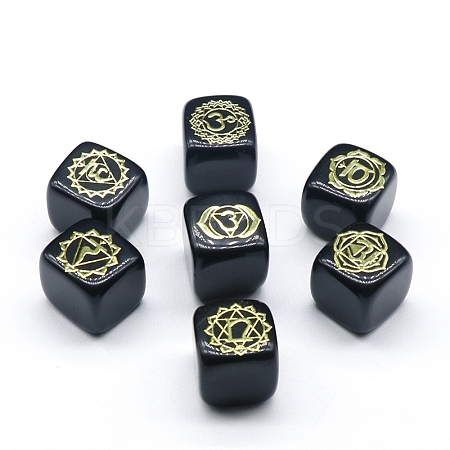Natural Obsidian 7 Chakra Healing Stone Set G-PW0004-18C-1