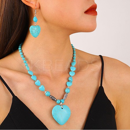 Alloy & Synthetic Turquoise Pendant Beaded Necklaces for Women FS-WGFCE16-02-1