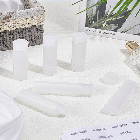 6Pcs Transparent PE Plastic Flip Top Cap Bottles MRMJ-LP0001-30-1