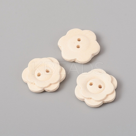 2-Hole Natural Wood Buttons WOOD-E010-16-1