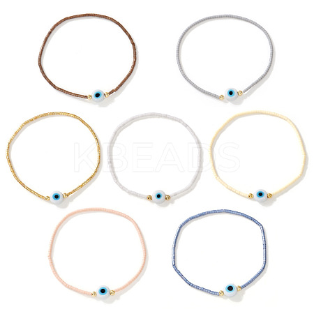 7Pcs 7 Colors Glass Seed Beads Stretch Bracelets KP5513-1-1
