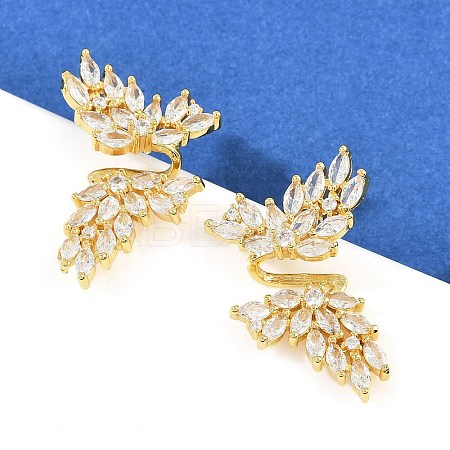 Brass Micro Pave Cubic Zirconia Stud Earrings EJEW-K312-04G-1