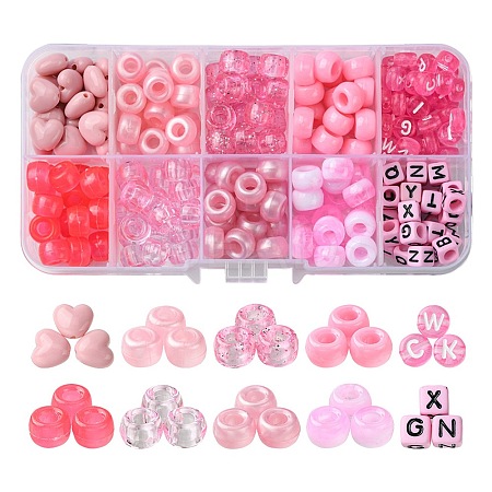 200Pcs 10 Styles Plastic Pearlized Beads FIND-FS0002-34-1