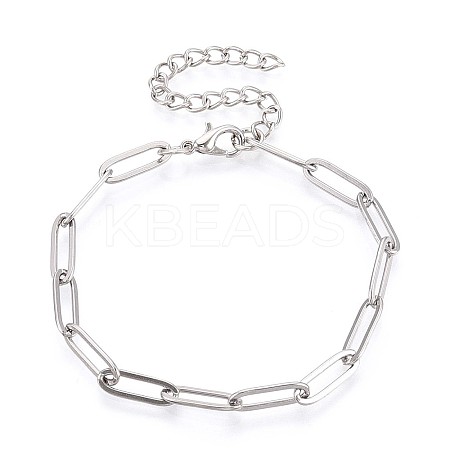 201 Stainless Steel Paperclip Chain Bracelets for Women BJEW-N036-02P-1