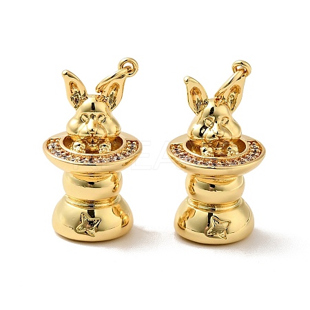 Rack Plating Brass Micro Pave Clear Cubic Zirconia Pendants KK-H431-03G-1