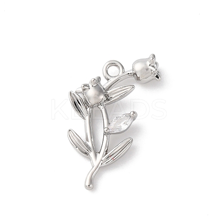 Brass Pave Clear Cubic Zirconia Pendants KK-V016-02P-1