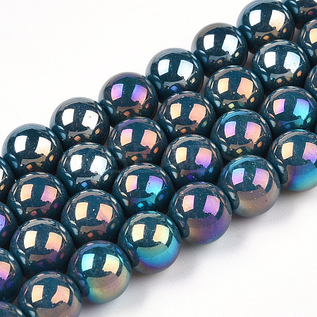 Electroplate Opaque Glass Beads Strands GLAA-T032-P4mm-AB14-1