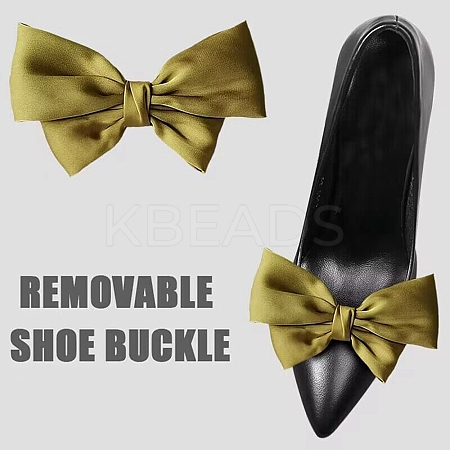 Detachable Ribbon Satin Bowknot Shoe Decoration AJEW-WH0502-33G-1