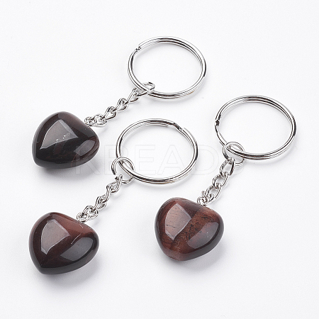 Dyed & Heated Natural Red Tiger Eye Keychain LS-KEYC-F019-02G-1