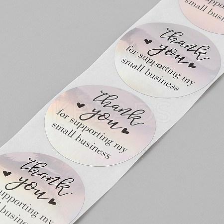 500Pcs Thank You for Supporting My Small Business PP Plastic Laser Stickers STIC-WH20002-39-1