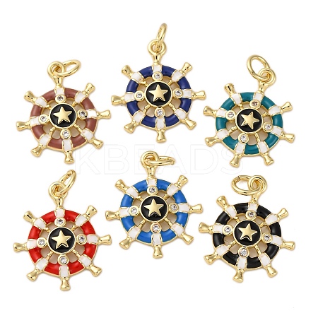 Brass Micro Pave Cubic Zirconia Pendants KK-S525-06G-1