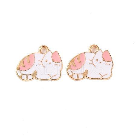Light Gold Plated Alloy Enamel Pendants ENAM-Z017-13KCG-01-1