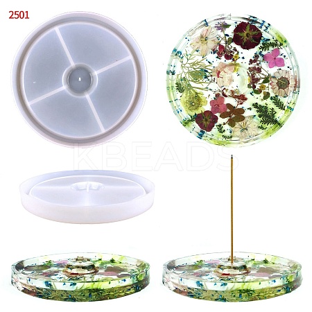 Flat Round Food Grade Silicone Incense Holder Molds SIMO-PW0006-048-1