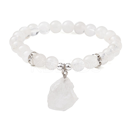 Natural Quartz Crysta & Synthetic Hematite Beaded Stretch Bracelet BJEW-JB09760-05-1
