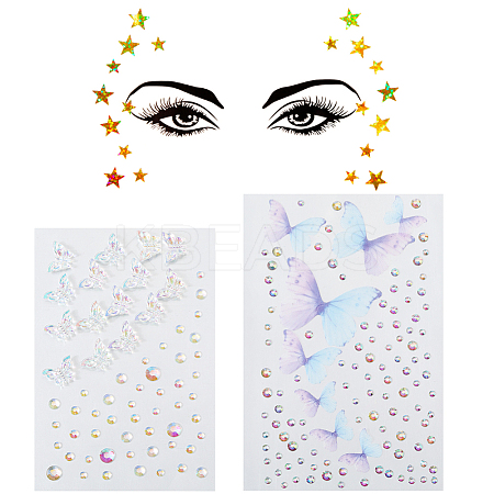 5Pcs 3 Styles DIY Acrylic Rhinestone Stickers DIY-GF0010-46-1