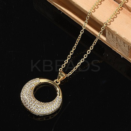 Brass Micro Pave Cubic Zirconia Pendant Necklaces for Women LS-NJEW-U020-01G-01-1