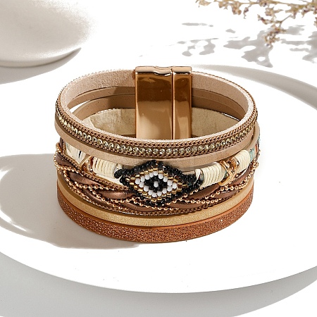 Imitation Leather Crod Multi-strand Bracelet PW-WGFD5E9-01-1