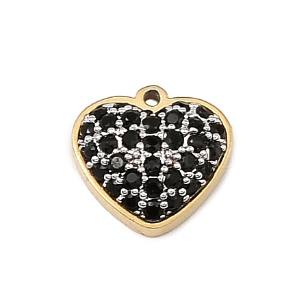 304 Stainless Steel Micro Pave Cubic Zirconia Charms STAS-I356-04G-06-1