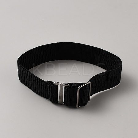 2Pcs Polyester Elastic Waist Belt with Alloy Buckles AJEW-WH0248-562A-1