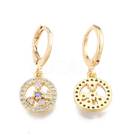 Colorful Cubic Zirconia Flower Dangle Leverback Earrings EJEW-N012-84-1