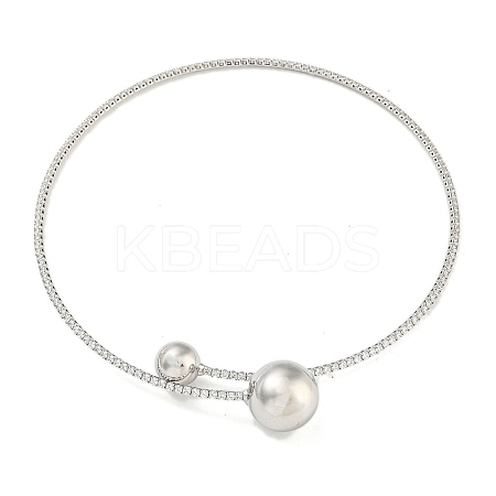 Rack Plating Brass Pave Clear Cubic Zirconia Round Ball Choker Necklaces NJEW-A031-02-01P-1