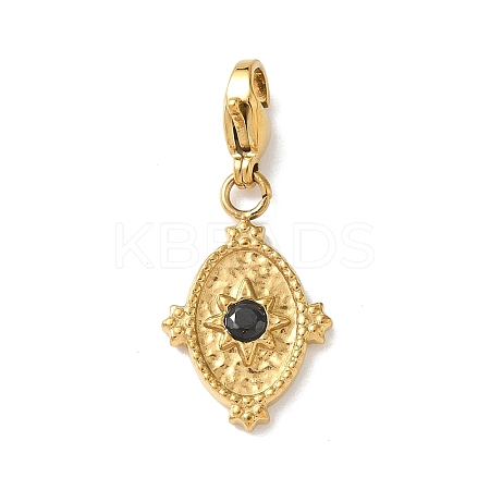 Oval 304 Stainless Steel Glass Pendant Decorations HJEW-D301-01A-G-1