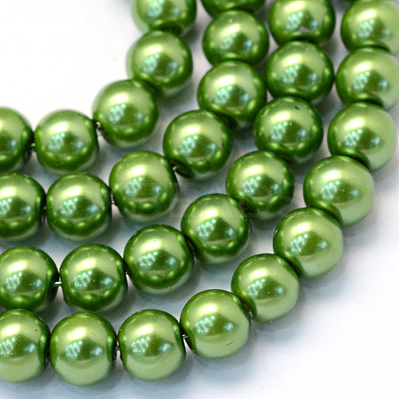 Baking Paint Pearlized Glass Pearl Round Bead Strands HY-Q003-10mm-13-1