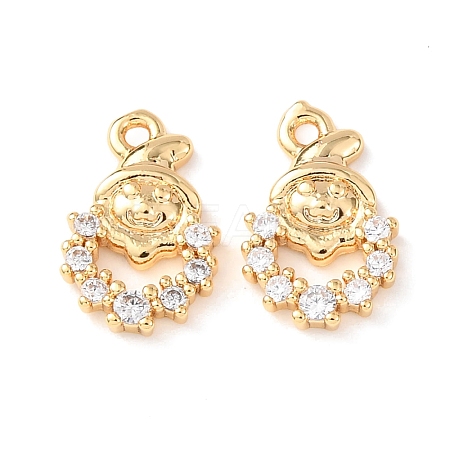 Brass Micro Pave Clear Cubic Zirconia Pendants KK-A284-17B-G-1