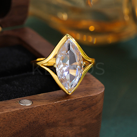 Adjustable Brass Pave Clear Cubic Zirconia Finger Rings WGA0EFE-01-1