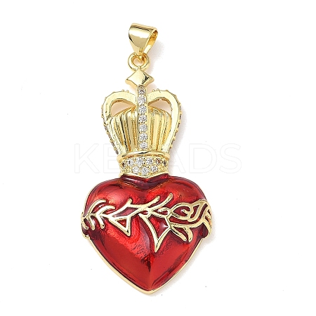 Brass Cubic Zirconia & Enamel Pendants KK-L253-24G-01-1