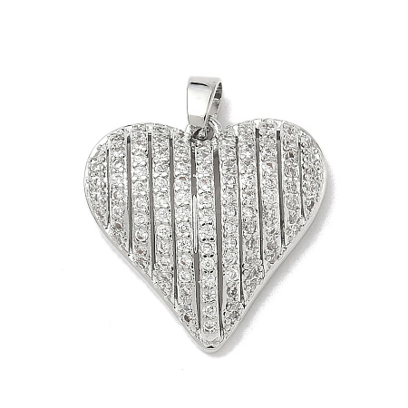 Brass Micro Pave Clear Cubic Zirconia Pendants KK-L254-07G-1