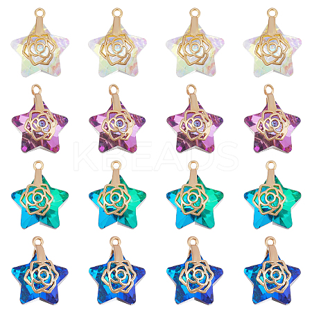 16Pcs 4 Colors Electroplate Glass Pendants EGLA-FH0001-11-1