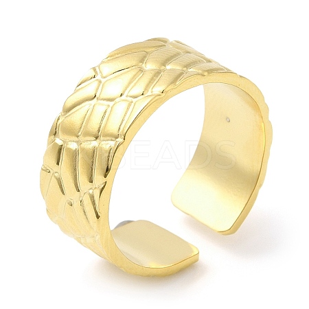 304 Stainless Steel Textured Open Cuff Ring for Women RJEW-I098-23G-1