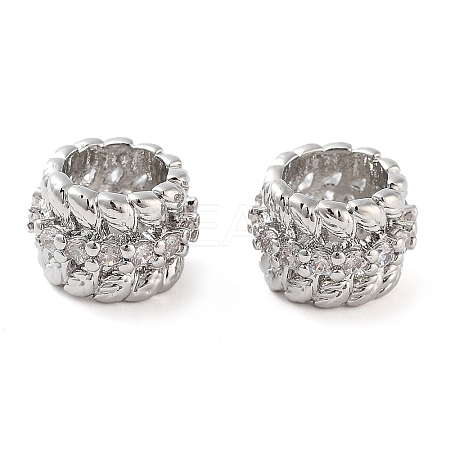 Brass Micro Pave Clear Cubic Zirconia Beads KK-U028-28P-1