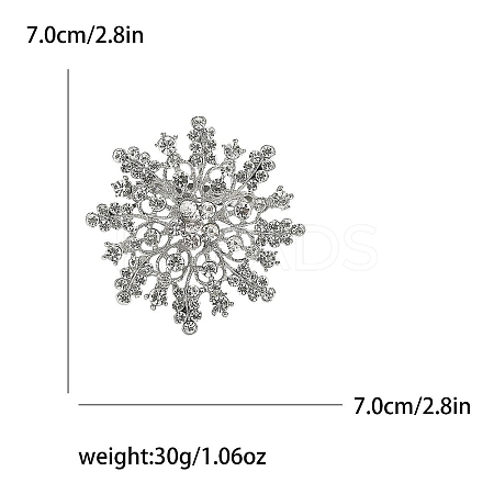 Alloy and Clear Glass Rhinestone Christmas Snowflake Brooch for Women PW-WG5C554-02-1