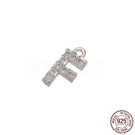 Real Platinum Plated Rhodium Plated 925 Sterling Silver Micro Pave Clear Cubic Zirconia Charms STER-P054-10P-F-1