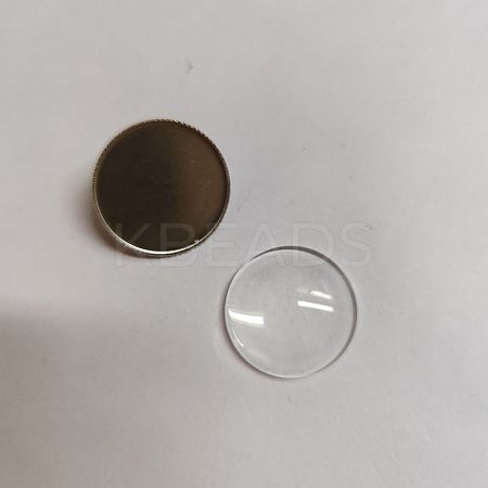 Blank Dome Glass Flat Round Brooch JEWB-AB00003-1