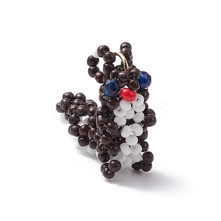 Glass Seed Beaded Squirrel Pendants PALLOY-MZ00584-1