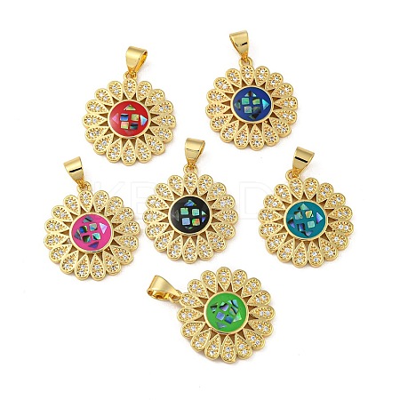 Brass Pendants Micro Pave Cubic Zirconia Pendants KK-K356-11G-1