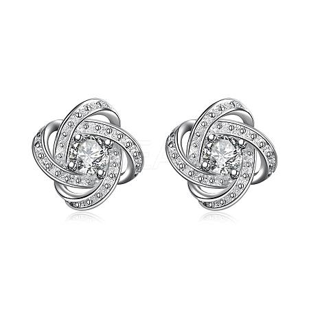 Exquisite Design Brass Cubic Zirconia Stud Earrings EJEW-BB04624-1