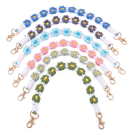 6Pcs 6 Colors Cotton Cord Knitted Daisy Cup Belt AJEW-TA0002-37-1