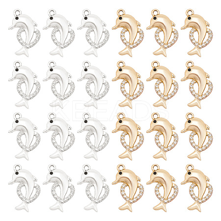 32Pcs 2 Colors Alloy Rhinestone Pendants FIND-AR0003-43-1