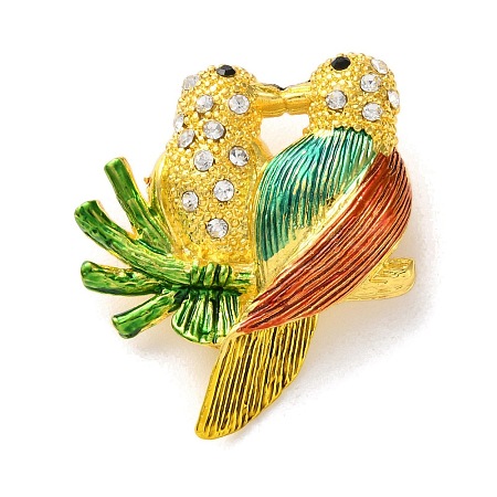 Woodpecker Golden Zinc Alloy Enamel Pin LS-JEWB-D068-02G-03-1