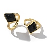 Rhombus Natural Obsidian Finger Rings RJEW-B113-01G-07-4