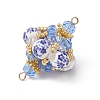 Oriental Blue and White Porcelain Style Lantern Beaded Links Connector Charms PALLOY-MZ01187-4