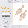 2 Pairs 2 Colors Crystal Rhinestone Chain Tassel Dangle Stud Earrings EJEW-FI0001-02-3
