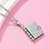 304 Stainless Steel Book Pendant Necklaces for Women NJEW-U037-01A-P-3