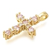 Brass Pave Clear Cubic Zirconia Pendants KK-M101-01G-04-2