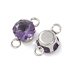304 Stainless Steel Micro Pave Cubic Zirconia Connector Charms STAS-H240-50P-07-2
