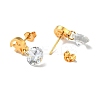 Clear Cubic Zirconia Moon and Star Dangle Stud Earrings EJEW-G292-02G-3